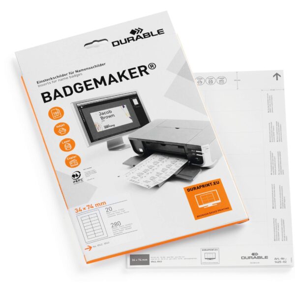 Durable BADGEMAKER Inserts 34x74mm