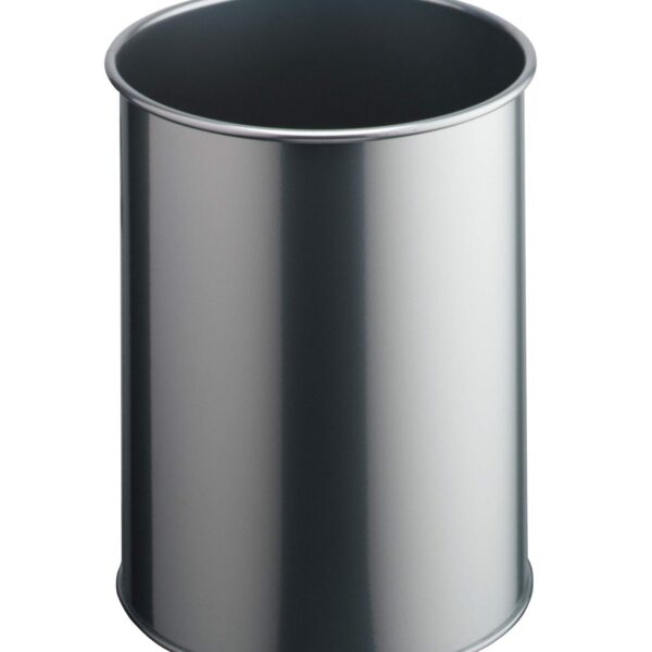 Durable Metal Waste Bin 15L Silver