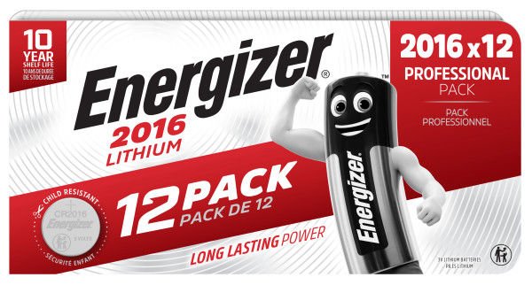 Energizer Lithium CR2016 Coin Cell Pk 12