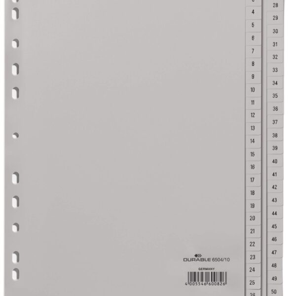 Durable 52 Part Numbered Index Divider