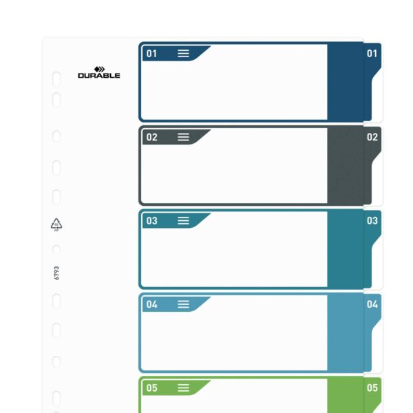 Durable 5 Part Numbered Index Divider