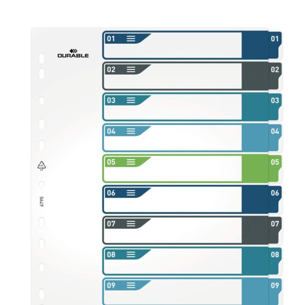 Durable 10 Part Numbered Index Divider