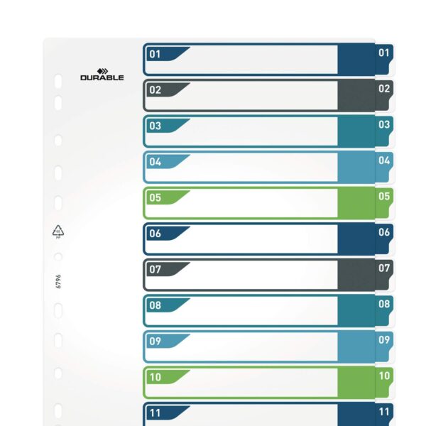 Durable 12 Part Numbered Index Divider