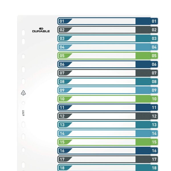 Durable 20 Part Numbered Index Divider