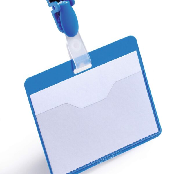 Durable Visitor Clip Badge 60x90mm Blue