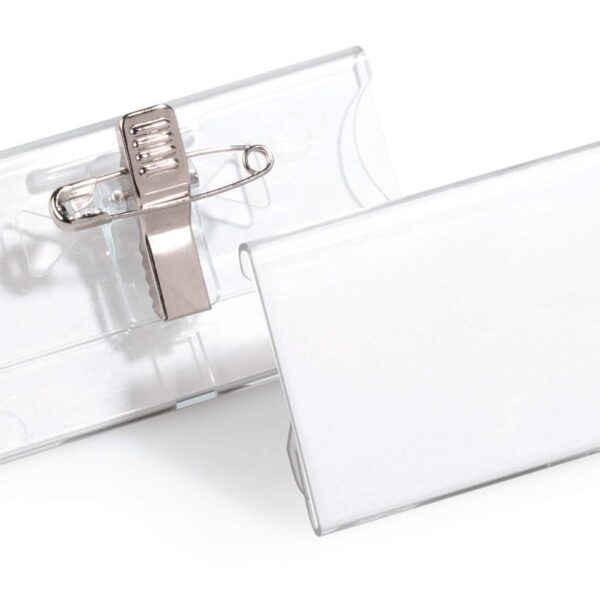 Durable Acrylic Combi Clip Badge 40x76mm