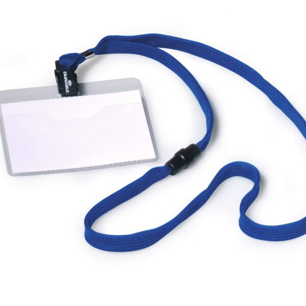 Durable Lanyard Name Badge 60x90mm Blue