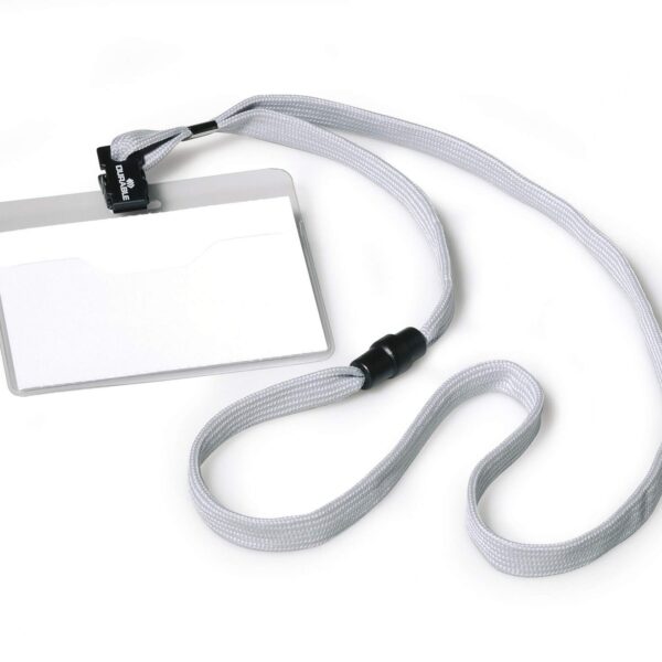 Durable Lanyard Name Badge 60x90mm Grey