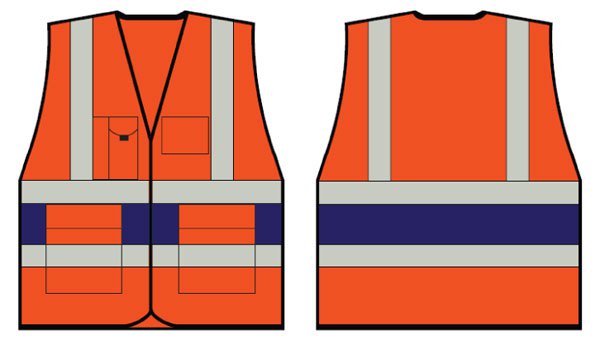 ORANGE EXECUTIVE VEST WITH NAVY BLUE BAN