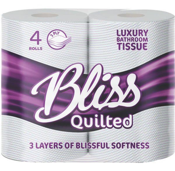 3 Ply Bliss Luxury Quilted Toilet Rolls