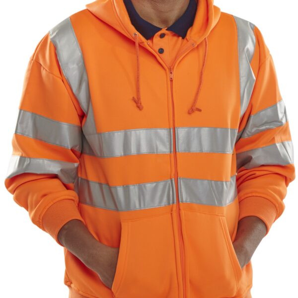 HOODED FULLY ZIPPED SWEATSHIRT ORANGE L