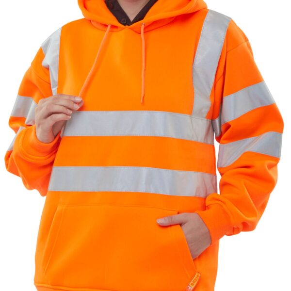 HOODY PULL ON SWEATSHIRT H/V ORANGE 4XL