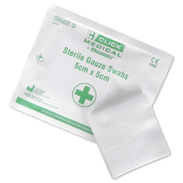 CLICK MEDICAL GAUZE SWABS 5CM X 5CM STER