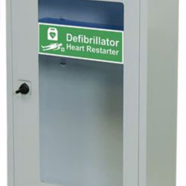INDOOR DEFIBRILLATOR CABINET WITH THUMB