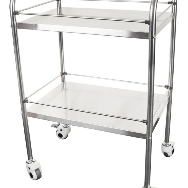TWO TIER STAINLESS STEEL MEDICAL TROLLEY