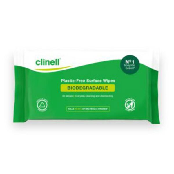 CLINELL BIODEGRADABLE SURFACE WIPE BCW60