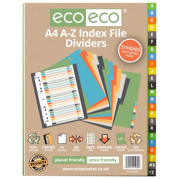 A4 Set 24 A-Z Index File Dividers
