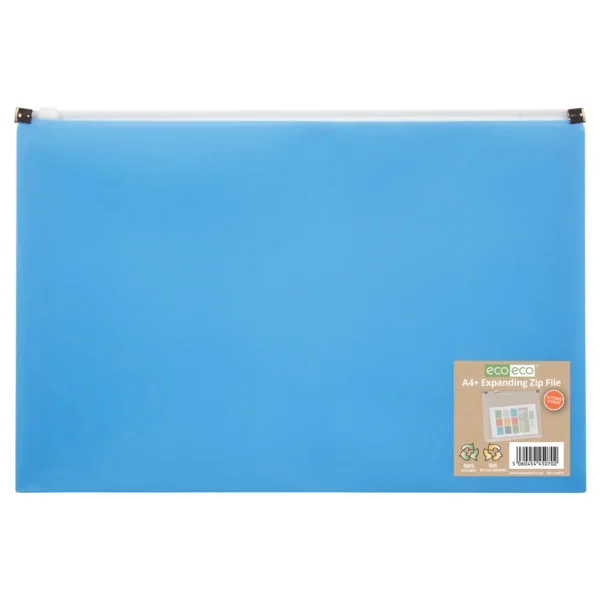 A4+ 50% Recycled Expanding Zip File Blue