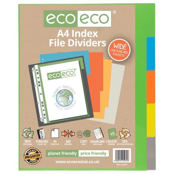 A4 Set 5 Wide Index File Dividers