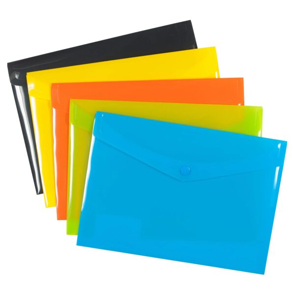 Pack 5 A6 Colour Press Stud Wallets