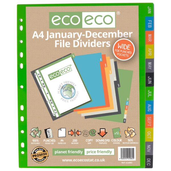 A4 January-December Wide File Dividers