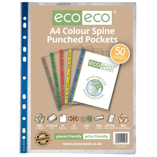 A4 Bag 50 Colour Spine Punched Pockets