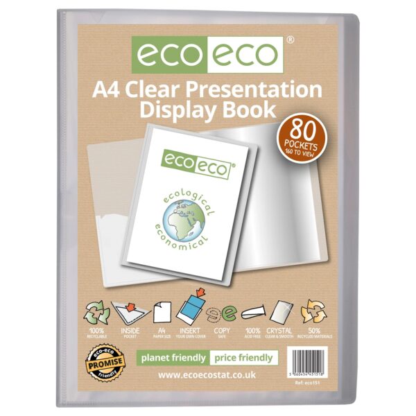 A4 50% Recycled Clear 80 Pocket Presenta