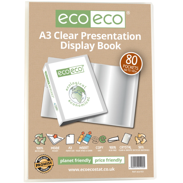 A3 50% Recycled Clear 80 Pocket Presenta