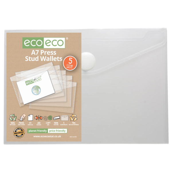 A7 95% Recycled Clear Press Stud Wallets
