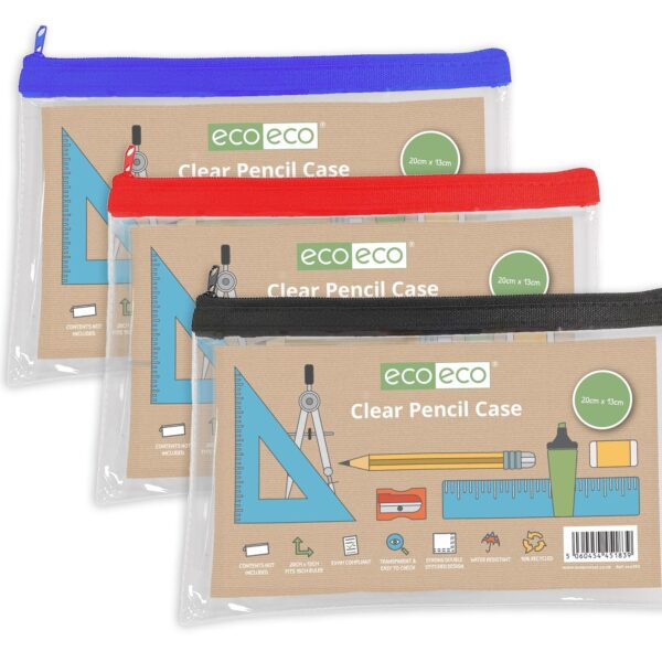 90% Recycled Clear Flat Pencil Case - 20