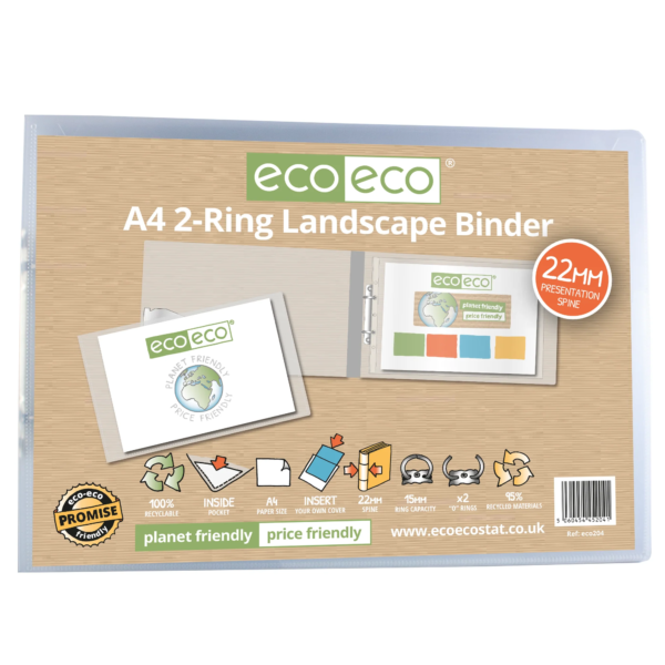 A4 Clear 95% Recycled 2-O Ring Lscape Bd