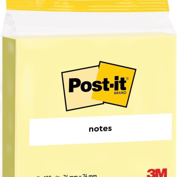 Post-it Notes, Canary Yellow, 76 mm x 76