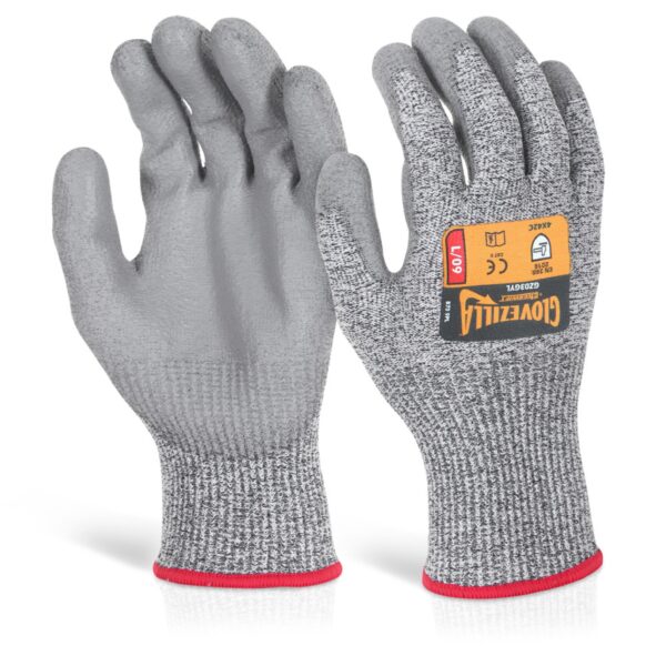 GLOVEZILLA PU PALM COATED GLOVE GREY SML