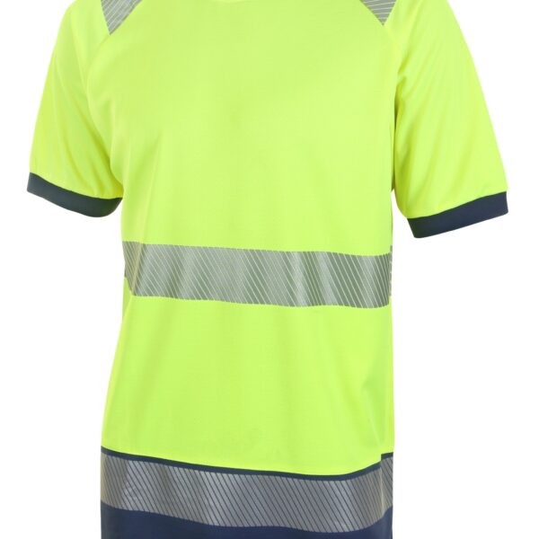HIVIS TWO TONE S/S T SHIRT SAY YELL/NVY