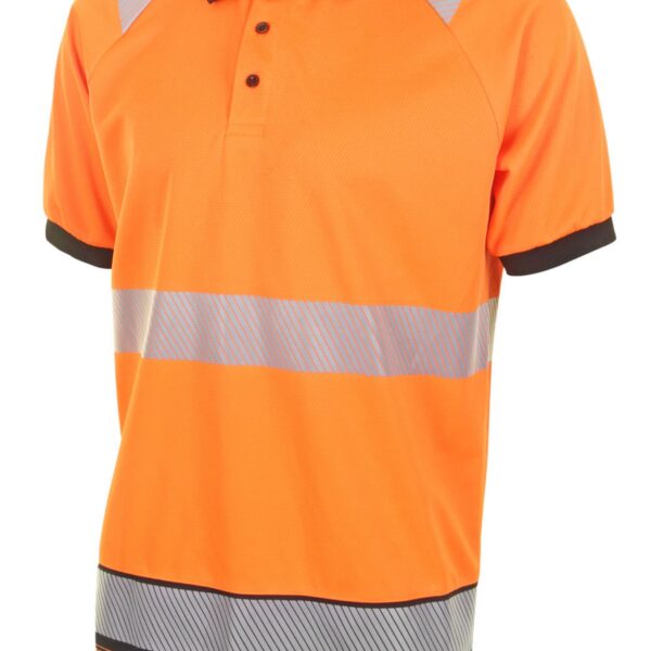 HIVIS TWO TONE POLO SHIRT S/S OR/BLK XXL