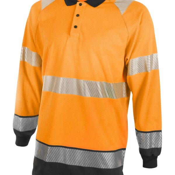 HIVIS TWO TONE POLO SHIRT L/S OR/BLK 3XL