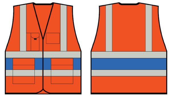 ORANGE EXECUTIVE VEST WITH ROYAL BLUE BA