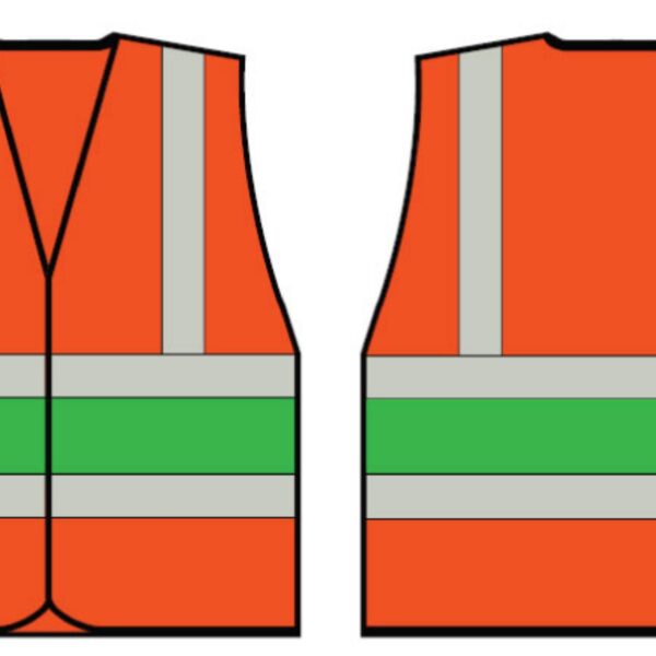 ORANGE WCENG VEST WITH GREEN BAND 3XL