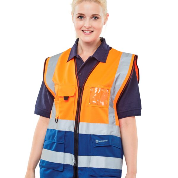 TWO TONE EXECUTIVE WAISTCOAT ORANGE/NAVY