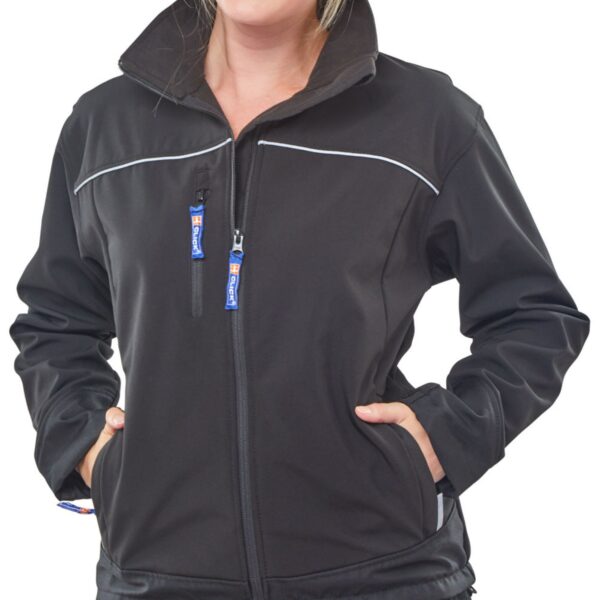LADIES BLACK SOFT SHELL JKT S (SIZE 10)
