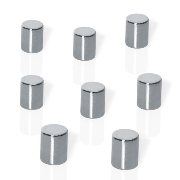 Neod mag cylinder silver 8x10mm 8 pcs