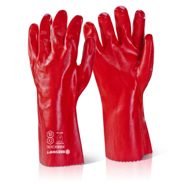 Pvc Gauntlet Red 14”
