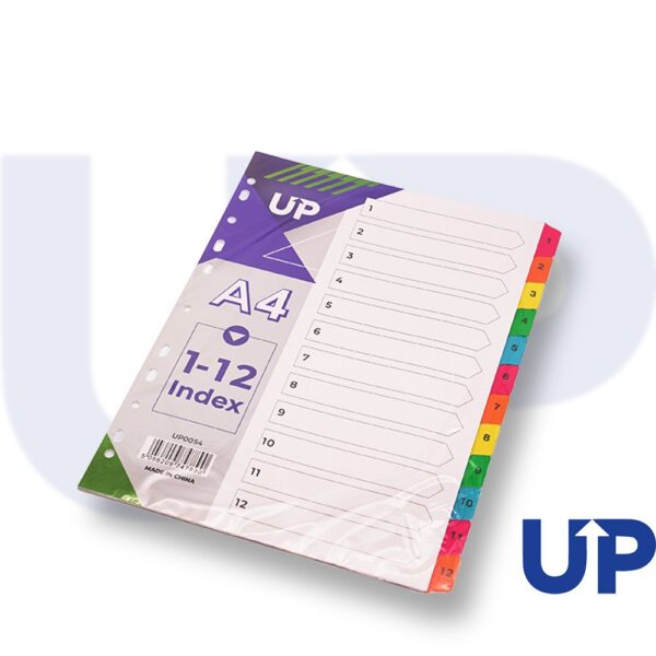 UP Index White Multicolour Tabs 1-12
