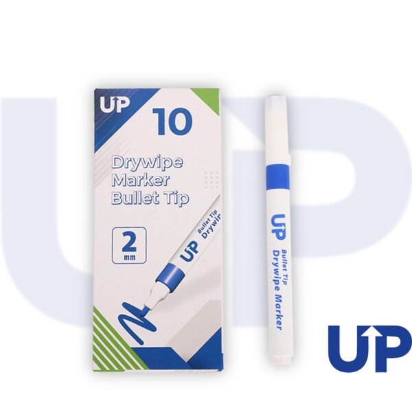 UP Drywipe Bullet Tip Marker Blue (10)