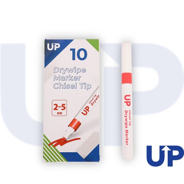 UP Drywipe Chisel Tip Marker Red (10)