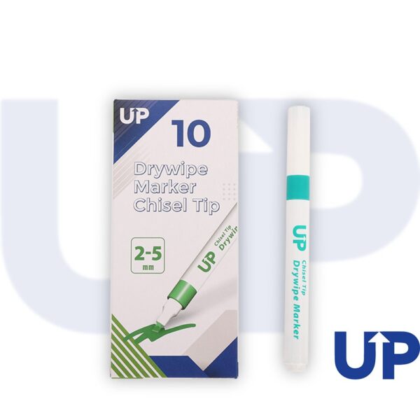 UP Drywipe Chisel Tip Marker Green (10)